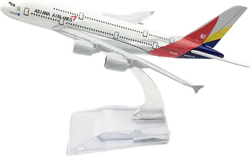 ZEZEFUFU Simulación 1:400 Asiana Airlines A380 Avión Metal Avión Modelo para Colección Regalo Aviación Ciencia Exposición Modelo