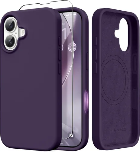 Miniatura 207 de GONEZ Funda de silicona para iPhone 14 Pro Max, compatible con MagSafe, con protector de pantalla + protector de lente de cámara, silicona líquida a
