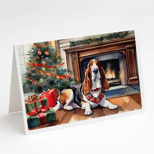 Miniatura 48 de Caroline's Treasures DAC2753GCA7P Paquete de 8 tarjetas de felicitación navideña acogedora de Husky siberiano Tarjetas en blanco con sobres