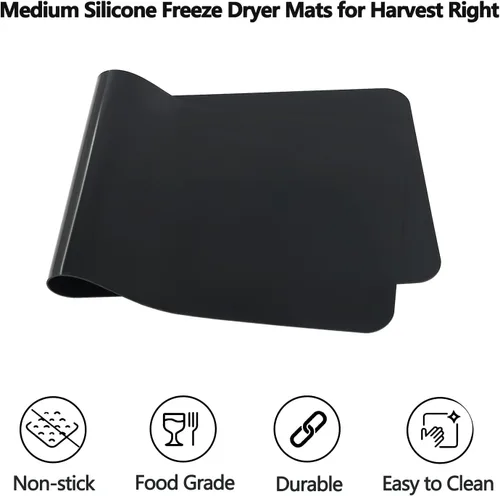 Miniatura 2 de Paquete de 4 alfombrillas medianas de silicona para secadora de congelación adecuada para cosecha, accesorios (negro)