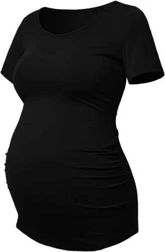 Miniatura 74 de GINKANA Blusas de maternidad de manga corta, diseño floral, fruncido, casual, para mamá, para embarazo