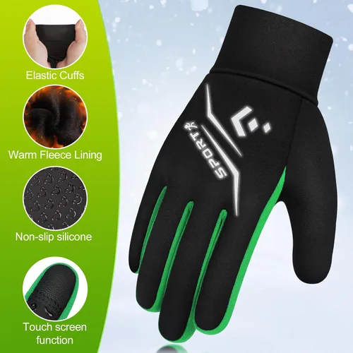 Miniatura 2 de Guantes de ciclismo cálidos de invierno para niños, guantes para pantalla táctil para clima frío para niños, montar en bicicleta y fútbol con agarre