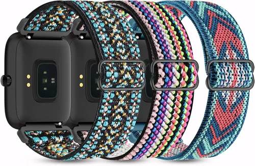 Miniatura 10 de Paquete de 3 correas elásticas de nailon compatibles con SKG Smart Watch para mujeres y hombres, correas elásticas suaves de liberación rápida