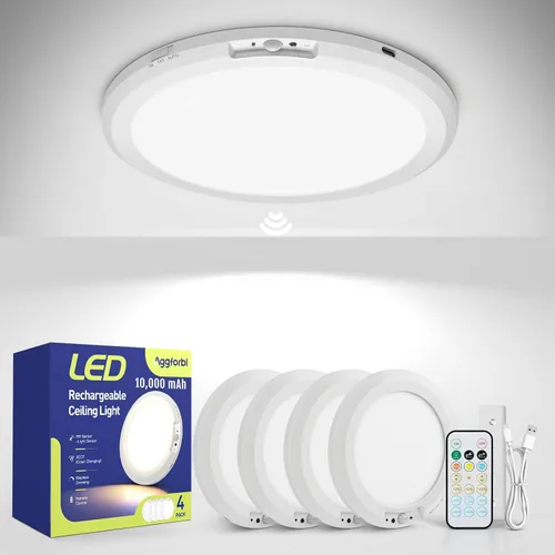 Miniatura 11 de Luz de techo recargable de 10,000mAh con control remoto, luces de ducha inalámbricas impermeables 3000K/4000K/6000K, luz alimentada por batería