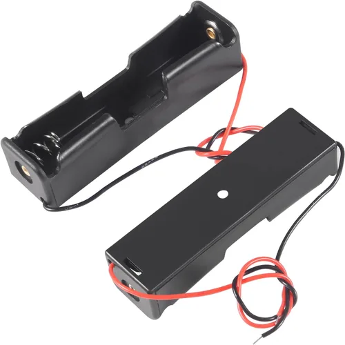Miniatura 5 de ACEIRMC 10 unids 18650 clip de batería 1 ranuras 3.7 V plástico 18650 caja de almacenamiento de batería con cables de cable negro y rojo