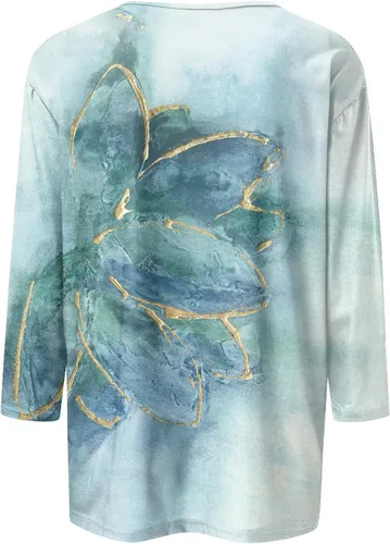 Miniatura 2 de Camisetas personalizadas para mujer, a la moda, casual, de séptima manga, estampada, cuello redondo, camiseta