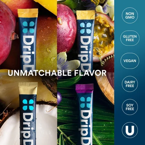 Miniatura 6 de DripDrop Hydration - Paquetes de electrolitos en polvo - Mango, acai, fruta de la pasión, coco piña - 16