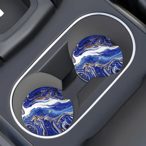 Miniatura 7 de Portavasos para automóvil, posavasos para portavasos de automóvil, paquete de 4 unidades, insertos antideslizantes universales de cerámica Río Azul