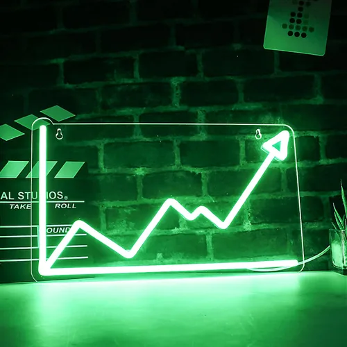 Tendencia del mercado de valores Letrero de neón Diario Trading Line Chart Luz de neón LED Letrero de neón para decoración de pared Luz de neón LED