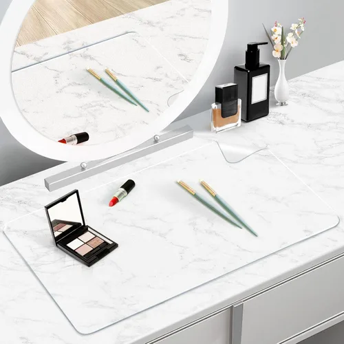 Miniatura 9 de Alfombrilla de maquillaje para tocador para proteger la parte superior del escritorio de 23.6 x 11.8 pulgadas, tapete de maquillaje de doble cara