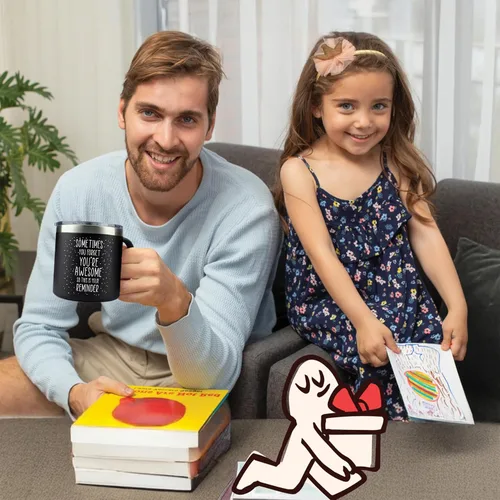 Miniatura 9 de Regalos para papá para el día del padre, a veces te olvides de tus increíbles regalos, tazas negras de 14 onzas para padres que piensan en ti, Negro