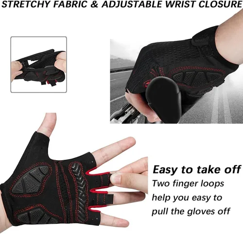 Miniatura 4 de MOREOK Guantes de ciclismo para hombresmujeres-almohadilla de gel de 0.197 in Guantes de ciclismo de medio dedo para ciclismo, levantamiento
