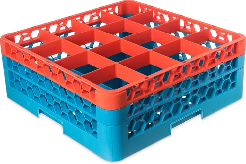 Miniatura 24 de Carlisle FoodService Products RG9-214 OptiClean Estante de vidrio con 9 compartimentos con 2 extensores, 7.12 pulgadas, polipropileno, azul