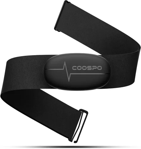 COOSPO Banda de monitorización de frecuencia cardíaca para el pecho, sensor de frecuencia cardíaca Bluetooth ANT+ con batería de 400H, HRM