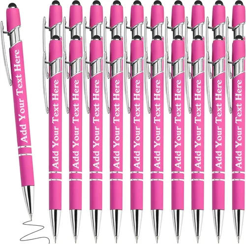 Miniatura 58 de Bolígrafos personalizados a granel grabados personalizados con punta de lápiz capacitivo, bolígrafos personalizados de tinta negra, regalos