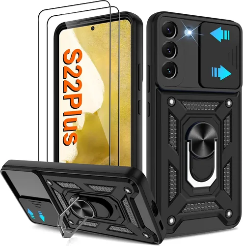 Miniatura 126 de ATUMP Funda para T-Mobile Revvl V Plus 5G con protector de pantalla HD con cubierta de cámara deslizante, soporte de anillo de rotación de 360° Negro