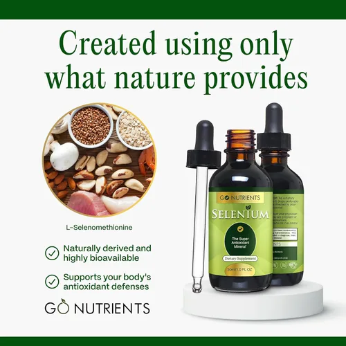 Miniatura 4 de Go Nutrients Gotas líquidas de selenio - 200 mcg de selenometionina para hombres y mujeres - Suplemento puro de apoyo tiroideo - Tintura de alta
