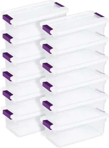 Miniatura 9 de Sterilite ClearView - Paquete de 12 cajas de pestillo de 6 cuartos de galón, contenedores organizadores apilables con tapas de pestillo