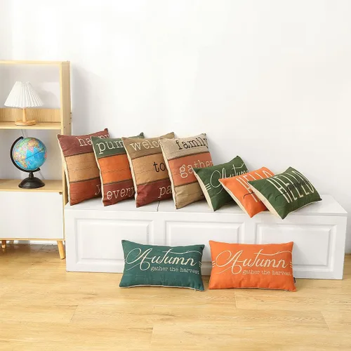 Miniatura 2 de TRENDIN PL764TR - Fundas de almohada de otoño de 12 x 20 pulgadas con texto en inglés "Reúne la cosecha", funda de cojín decorativa oblonga