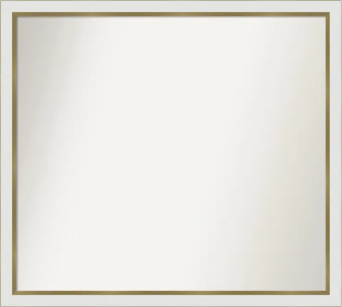 Miniatura 502 de Amanti Art Espejo de baño blanco para sobre el fregadero, 30 x 35 pulgadas, espejo de tocador rectangular estrecho de Eva de oro blanco, marco