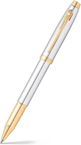 Sheaffer Bolígrafo roller cromado 100 con ribete dorado Blanco/Cromo