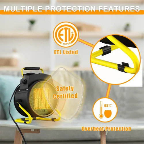 Miniatura 4 de Calentador para exteriores, calentadores eléctricos portátiles de 1500 W para patio con calentamiento rápido 3S y protección contra
