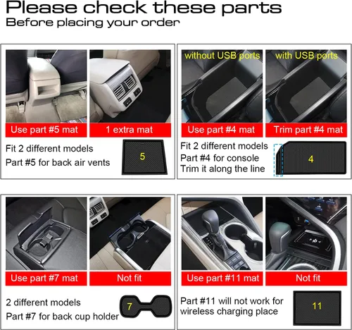Miniatura 5 de Para Toyota Camry Accessories 2018 2019 2020 2021 2022 2023 2024 Inserto de portavasos personalizado, organizador de consola central, tapete de Negro