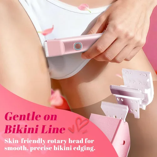 Miniatura 2 de Recortadora de bikini para mujer – Maquinilla de afeitar eléctrica de doble cabeza, IP67 impermeable USB-C recargable para línea de bikini, axilas