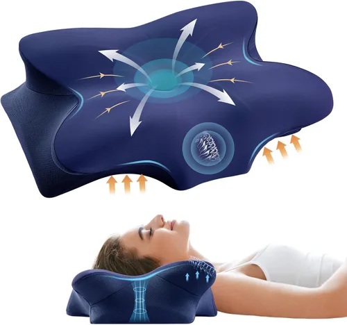 Miniatura 21 de Almohada Cervical para Alivio del Dolor de Cuello - Almohada Ortopédica Ergonómica Refrescante de Doble Cara con Funda de Almohada de Seda de Hielo