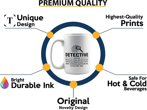 Miniatura 3 de Taza de café detective de 15 onzas, color blanco, Detective Def, oficial de policía, policía, patrulla, detective, policía, policía, policía