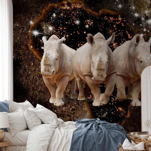 Miniatura 5 de artgeist Mural de pared de animales rinocerontes 77 x 55 pulgadas - Papel tapiz autoadhesivo XXL para despegar y pegar, adhesivo extraíble grande
