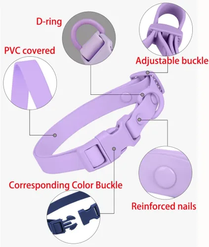 Miniatura 2 de Collar de silicona negra para perros, collares de goma de PVC de plástico impermeable, lavable con hebilla de liberación rápida, collares