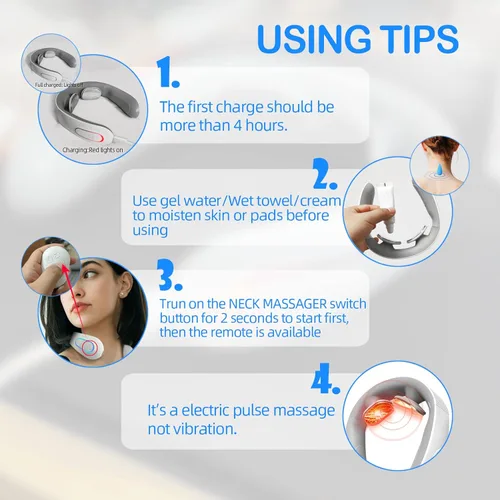Miniatura 7 de Masajeador eléctrico de cuello de pulso con calor para aliviar el dolor, 10 modos, 15 intensidades, terapia de tejido profundo, punto de activación
