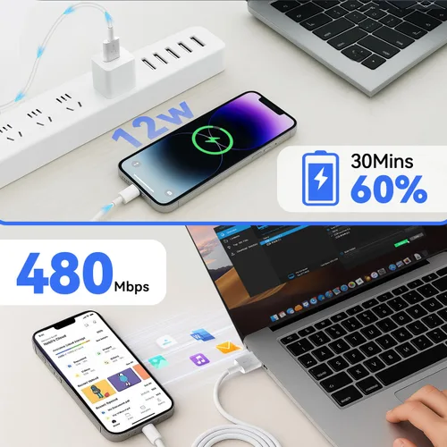 Miniatura 6 de Paquete de 3 cables para CarPlay de Apple, cable de carga para auto, cable USB A a Lightning, 1 metro, compatible con iPhone