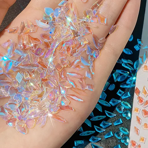 Miniatura 17 de Diamantes de imitación para uñas, 300 piezas de cristales AB, gemas de múltiples formas, diamantes de imitación de parte trasera plana, para arte
