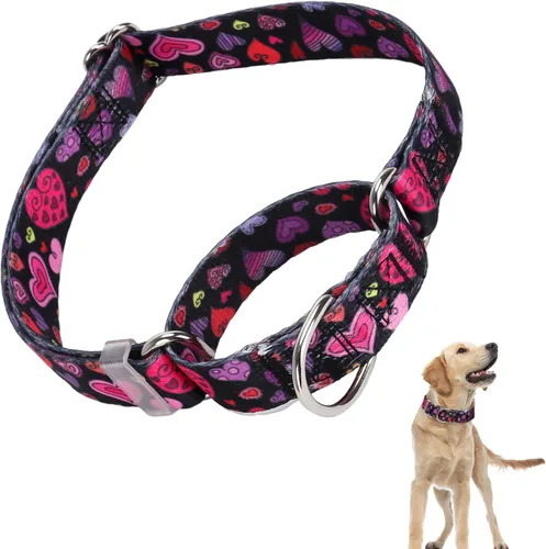 Miniatura 19 de Collar Martingale para perros, ajustable, de nailon suave, con diseño de bosque, para perros pequeños, medianos y grandes, collar de entrenamiento 3