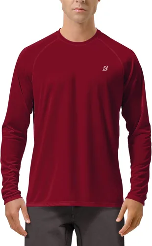 Roadbox Camisas de Protección Solar UV UPF 50+ para Hombres Manga Larga SPF Rash Guard para Pesca Senderismo Natación Correr Paquete de 1 - rojo