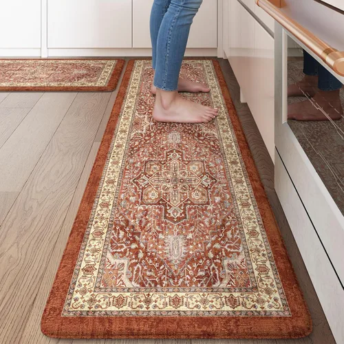 Miniatura 54 de KIMODE Alfombra de Cocina Antifatiga 2 Piezas, Alfombras de Cocina Antideslizantes e Impermeables, Alfombra de Cocina de Estilo Rústico en Gris