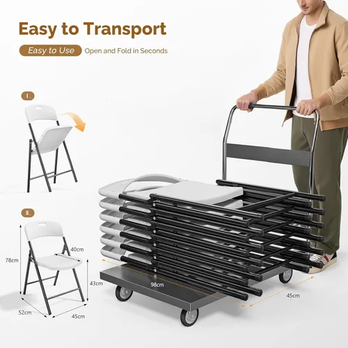 Miniatura 4 de Bonnlo Paquete de 2 sillas plegables de plástico negro, asiento portátil con marco de acero resistente para uso en interiores y exteriores, perfecto
