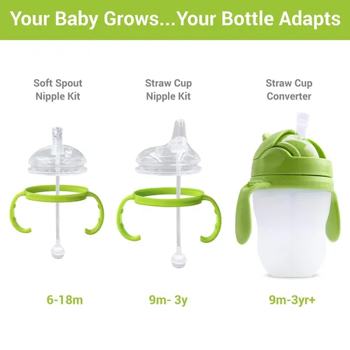 Miniatura 6 de Kit de conversión de vaso con popote con peso 3 en 1 para botellas de Comotomo, versátil, a prueba de fugas, solución fácil de usar para bebés