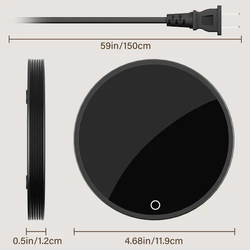 Miniatura 5 de GLSY Calentador de taza de café, calentador de tazas para escritorio, plato calentador de bebidas eléctrico con 2 ajustes de temperatura para té