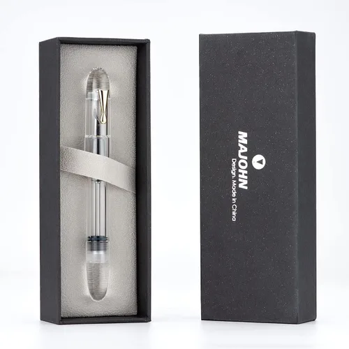 Miniatura 9 de erofa Majohn C4 Eyedropper - Pluma estilográfica de punta extrafina, acrílico transparente de gran tamaño, bolígrafos de escritura para oficina