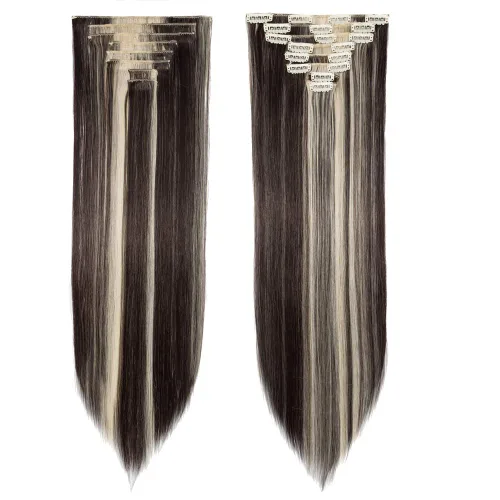 Miniatura 37 de S-noilite Extensiones de cabello sintético largo y lacio con clip de 23 a 26 pulgadas, 8 unidades, 18 clips, para mujeres, entrega de 2 a 5 días