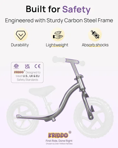 Miniatura 3 de KRIDDO Bicicleta de Equilibrio para Niños Pequeños de 2 Años, Edad de 24 Meses a 5 Años, Bicicleta de Empuje Interactiva de Aprendizaje Temprano