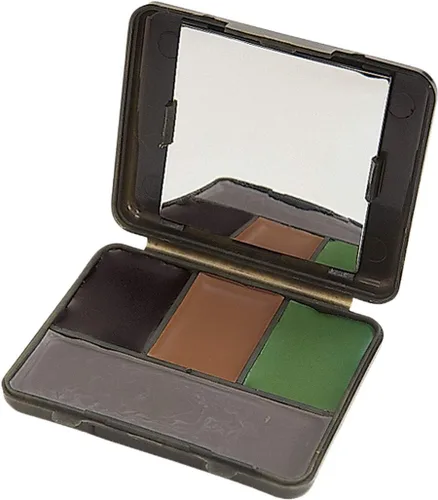Allen Company - Juego de pintura facial de camuflaje, barra y líquido (negro, marrón, oliva y gris)