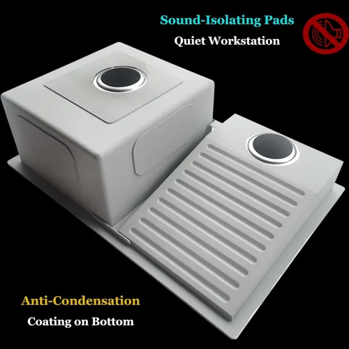 Miniatura 6 de Fregadero Utilitario de Lavandería con Tabla de Lavar, Fregadero de Cocina de Acero Inoxidable de Doble Tazón, Fácil de Limpiar, para Casa, Piscina