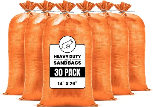 Miniatura 9 de (No fabricadas en China) Bolsas de arena resistentes para inundaciones, bolsas de arena vacías con cuerdas de amarre, protección UV 1600 horas, Verde