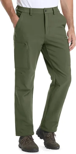Miniatura 2 de MAGCOMSEN Pantalones de senderismo para hombre, con forro polar, pantalones impermeables para la nieve, pantalones de trabajo al aire libre con 5