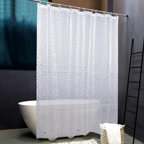 Miniatura 9 de NTBAY - Cortina de ducha transparente de etilvinilacetato, repelente al agua, para cabina de ducha de baño, tejido gofre a cuadros, 72 x 72 pulgadas