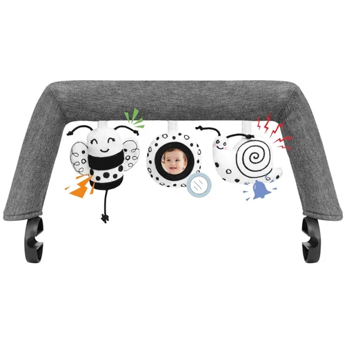 iGRATENS Baby Bjorn - Barra de juguetes para gorila de bebé, suave con 3 juguetes sensoriales lindos, fácil de colocar y quitar, agradable a la